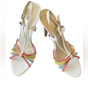 Jessica Simpson White With Multicolor Straps Size 9 NEW